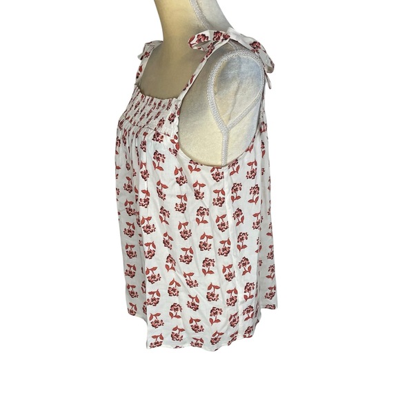 Candace Cameron Bure Floral Tie Strap‎ Smocked Tank Top Women Size Large Beachy - Picture 4 of 12
